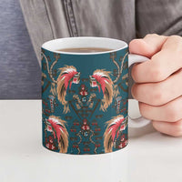 Dark Cyan Blue Bird of Batik Papua Ceramic Mug Exotic Natural Wealth of Papua LT9 - Polynesian Pride
