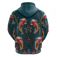 Dark Cyan Blue Bird of Batik Papua Hoodie Exotic Natural Wealth of Papua LT9 - Polynesian Pride