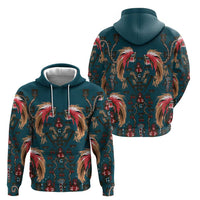 Dark Cyan Blue Bird of Batik Papua Hoodie Exotic Natural Wealth of Papua LT9 - Polynesian Pride