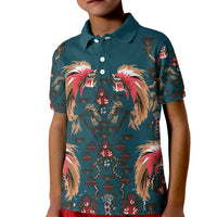 Dark Cyan Blue Bird of Batik Papua Kid Polo Shirt Exotic Natural Wealth of Papua LT9 Kid Blue - Polynesian Pride