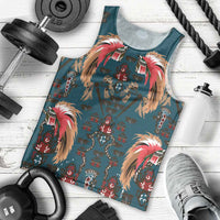 Dark Cyan Blue Bird of Batik Papua Men Tank Top Exotic Natural Wealth of Papua LT9 - Polynesian Pride