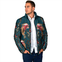 Dark Cyan Blue Bird of Batik Papua Padded Jacket Exotic Natural Wealth of Papua LT9 - Polynesian Pride