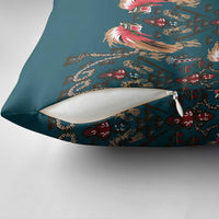 Dark Cyan Blue Bird of Batik Papua Pillow Cover Exotic Natural Wealth of Papua LT9 - Polynesian Pride