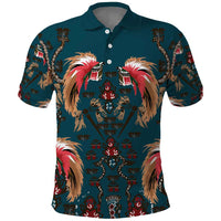 Dark Cyan Blue Bird of Batik Papua Polo Shirt Exotic Natural Wealth of Papua LT9 Blue - Polynesian Pride