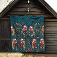 Dark Cyan Blue Bird of Batik Papua Quilt Exotic Natural Wealth of Papua LT9 - Polynesian Pride
