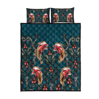 Dark Cyan Blue Bird of Batik Papua Quilt Bed Set Exotic Natural Wealth of Papua LT9 - Polynesian Pride