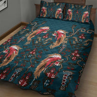 Dark Cyan Blue Bird of Batik Papua Quilt Bed Set Exotic Natural Wealth of Papua LT9 - Polynesian Pride