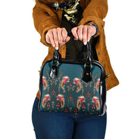 Dark Cyan Blue Bird of Batik Papua Shoulder Handbag Exotic Natural Wealth of Papua LT9 One Size Blue - Polynesian Pride
