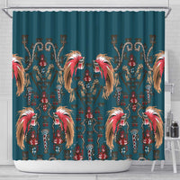 Dark Cyan Blue Bird of Batik Papua Shower Curtain Exotic Natural Wealth of Papua LT9 - Polynesian Pride