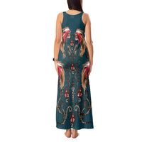 Dark Cyan Blue Bird of Batik Papua Tank Maxi Dress Exotic Natural Wealth of Papua LT9 - Polynesian Pride