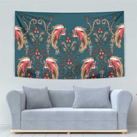 Dark Cyan Blue Bird of Batik Papua Tapestry Exotic Natural Wealth of Papua LT9 - Polynesian Pride