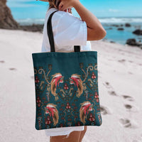 Dark Cyan Blue Bird of Batik Papua Tote Bag Exotic Natural Wealth of Papua LT9 - Polynesian Pride