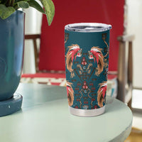 Dark Cyan Blue Bird of Batik Papua Tumbler Cup Exotic Natural Wealth of Papua LT9 - Polynesian Pride