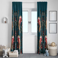 Dark Cyan Blue Bird of Batik Papua Window Curtain Exotic Natural Wealth of Papua LT9 - Polynesian Pride