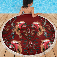 Oxblood Bird of Batik Papua Beach Blanket Exotic Natural Wealth of Papua LT9 - Polynesian Pride