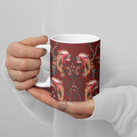 Oxblood Bird of Batik Papua Ceramic Mug Exotic Natural Wealth of Papua LT9 - Polynesian Pride