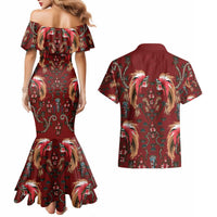 Oxblood Bird of Batik Papua Couples Matching Mermaid Dress and Hawaiian Shirt Exotic Natural Wealth of Papua LT9 - Polynesian Pride