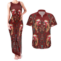 Oxblood Bird of Batik Papua Couples Matching Tank Maxi Dress and Hawaiian Shirt Exotic Natural Wealth of Papua LT9 Red - Polynesian Pride