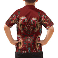 Oxblood Bird of Batik Papua Family Matching Summer Maxi Dress and Hawaiian Shirt Exotic Natural Wealth of Papua LT9 - Polynesian Pride