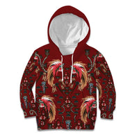 Oxblood Bird of Batik Papua Kid Hoodie Exotic Natural Wealth of Papua LT9 Hoodie Red - Polynesian Pride