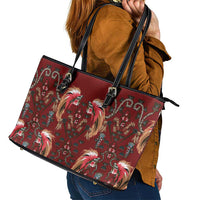 Oxblood Bird of Batik Papua Leather Tote Bag Exotic Natural Wealth of Papua LT9 - Polynesian Pride