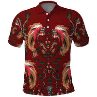 Oxblood Bird of Batik Papua Polo Shirt Exotic Natural Wealth of Papua LT9 Red - Polynesian Pride