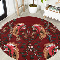 Oxblood Bird of Batik Papua Round Carpet Exotic Natural Wealth of Papua LT9 Red - Polynesian Pride
