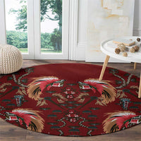 Oxblood Bird of Batik Papua Round Carpet Exotic Natural Wealth of Papua LT9 - Polynesian Pride