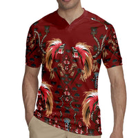 Oxblood Bird of Batik Papua Rugby Jersey Exotic Natural Wealth of Papua LT9 - Polynesian Pride