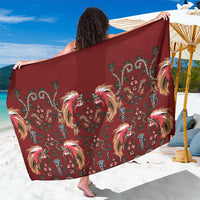 Oxblood Bird of Batik Papua Sarong Exotic Natural Wealth of Papua LT9 One Size 44 x 66 inches Red - Polynesian Pride