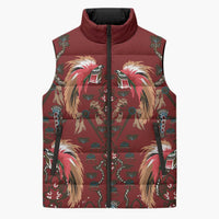 Oxblood Bird of Batik Papua Sleeveless Puffer Jacket Exotic Natural Wealth of Papua LT9 Unisex Red - Polynesian Pride