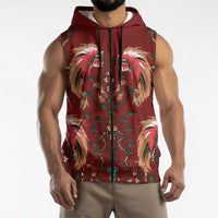 Oxblood Bird of Batik Papua Sleeveless Zip Hoodie Exotic Natural Wealth of Papua LT9 - Polynesian Pride