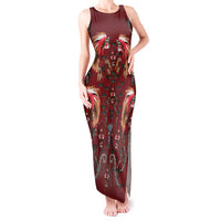 Oxblood Bird of Batik Papua Tank Maxi Dress Exotic Natural Wealth of Papua LT9 Women Red - Polynesian Pride