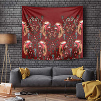 Oxblood Bird of Batik Papua Tapestry Exotic Natural Wealth of Papua LT9 Red - Polynesian Pride
