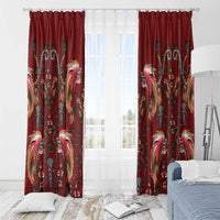 Oxblood Bird of Batik Papua Window Curtain Exotic Natural Wealth of Papua LT9 - Polynesian Pride