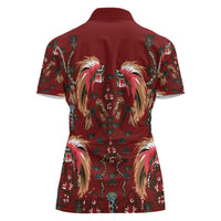 Oxblood Bird of Batik Papua Women Polo Shirt Exotic Natural Wealth of Papua - Polynesian Pride