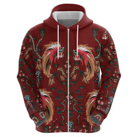 Oxblood Bird of Batik Papua Zip Hoodie Exotic Natural Wealth of Papua LT9 - Polynesian Pride