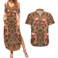 Terracotta Bird of Batik Papua Couples Matching Summer Maxi Dress and Hawaiian Shirt Exotic Natural Wealth of Papua LT9 Gold - Polynesian Pride