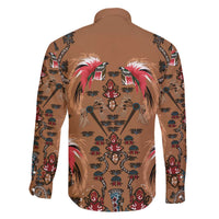 Terracotta Bird of Batik Papua Family Matching Off The Shoulder Long Sleeve Dress and Hawaiian Shirt Exotic Natural Wealth of Papua LT9 - Polynesian Pride
