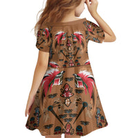 Terracotta Bird of Batik Papua Kid Short Sleeve Dress Exotic Natural Wealth of Papua LT9 - Polynesian Pride