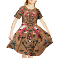 Terracotta Bird of Batik Papua Kid Short Sleeve Dress Exotic Natural Wealth of Papua LT9 - Polynesian Pride