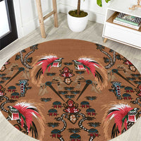 Terracotta Bird of Batik Papua Round Carpet Exotic Natural Wealth of Papua LT9 Gold - Polynesian Pride
