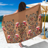 Terracotta Bird of Batik Papua Sarong Exotic Natural Wealth of Papua LT9 One Size 44 x 66 inches Gold - Polynesian Pride
