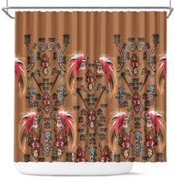 Terracotta Bird of Batik Papua Shower Curtain Exotic Natural Wealth of Papua LT9 Gold - Polynesian Pride