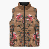 Terracotta Bird of Batik Papua Sleeveless Puffer Jacket Exotic Natural Wealth of Papua LT9 Unisex Gold - Polynesian Pride