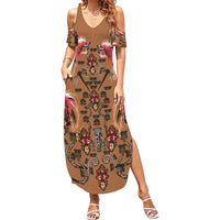 Terracotta Bird of Batik Papua Summer Maxi Dress Exotic Natural Wealth of Papua LT9 Women Gold - Polynesian Pride