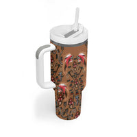 Terracotta Bird of Batik Papua Tumbler With Handle Exotic Natural Wealth of Papua LT9 - Polynesian Pride
