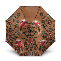 Terracotta Bird of Batik Papua Umbrella Exotic Natural Wealth of Papua LT9 One Size Folded 11.42 inch Opened Diameter 37.4 inch Gold - Polynesian Pride