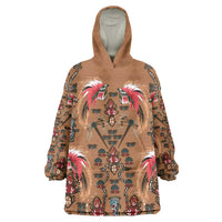 Terracotta Bird of Batik Papua Wearable Blanket Hoodie Exotic Natural Wealth of Papua LT9 One Size Gold - Polynesian Pride