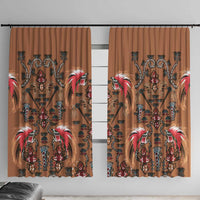 Terracotta Bird of Batik Papua Window Curtain Exotic Natural Wealth of Papua LT9 With Hooks Gold - Polynesian Pride